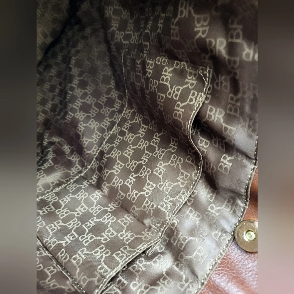 Banana Republic Brown Gold Leather Purse‎ Satchel Pockets Lined Magnetic RN59023 - Picture 8 of 12